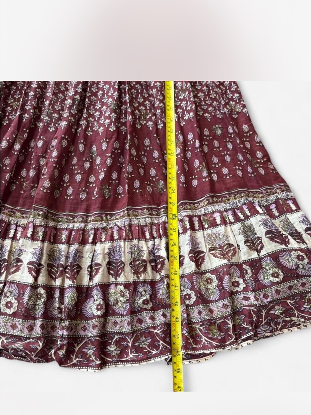 Bohemian Maxi Dress in Burgundy and Cream - Picture 4 of 5